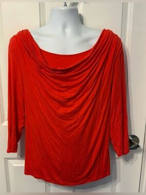 Grace Elements Red Draped Boatneck Top